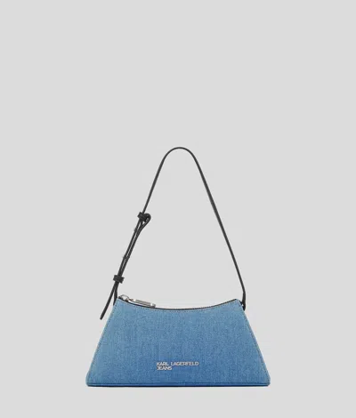 Kl Jeans Metal Logo Denim Shoulder Bag In Blue