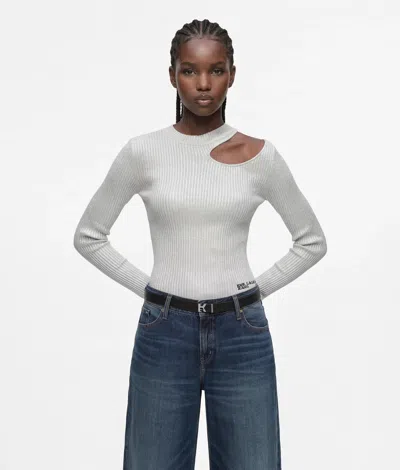 Kl Jeans Metallic-beschichteter Pullover In Silver