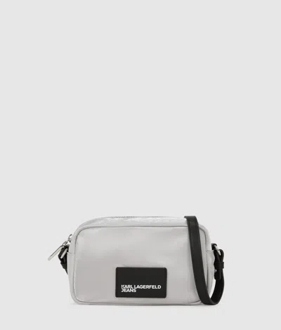 Kl Jeans Metallic Nylon Camera Bag In Silver