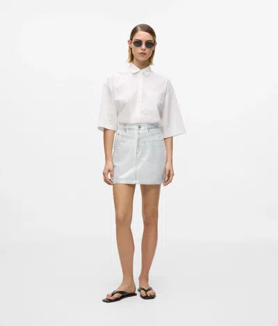 Kl Jeans Metallic Silver Mini Skirt