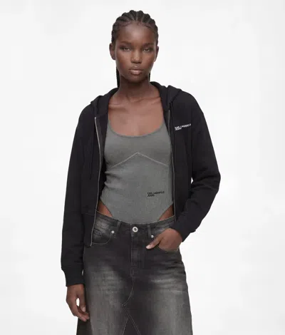 Kl Jeans Milano Zip-up Hoodie In Noir