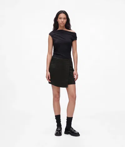 Kl Jeans Mini-jupe En Denim Portefeuille In Black