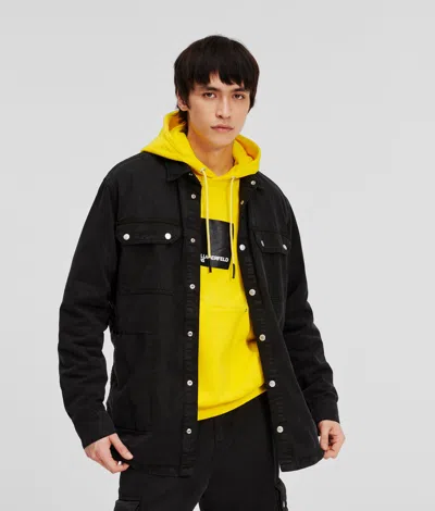 Kl Jeans Mix Material Overshirt In Black