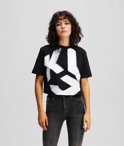 Kl Jeans Monogram Bleached T-shirt In Black