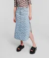 Kl Jeans Monogram Denim Maxi Skirt