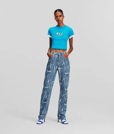 Kl Jeans Monogram Distressed High-rise Straight Jeans