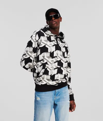 Kl Jeans Monogram Hoodie In Black