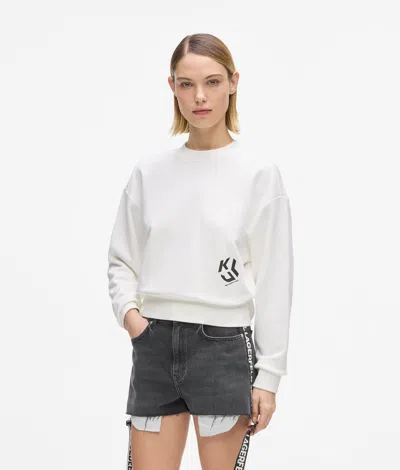 Kl Jeans Monogram Sweatshirt In White