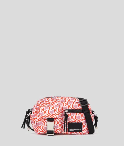 Kl Jeans Monogram Utility Nylon Crossbody Bag In Pink