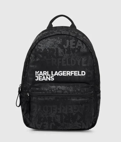 Kl Jeans Nylon Graphic Print Backpack In Black