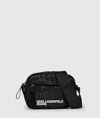 Kl Jeans Nylon Graphic Print Camera Bag In Black