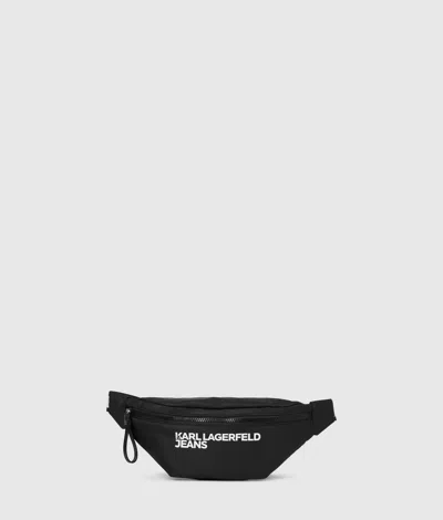 Kl Jeans Nylon Logo Belt Bag In Black