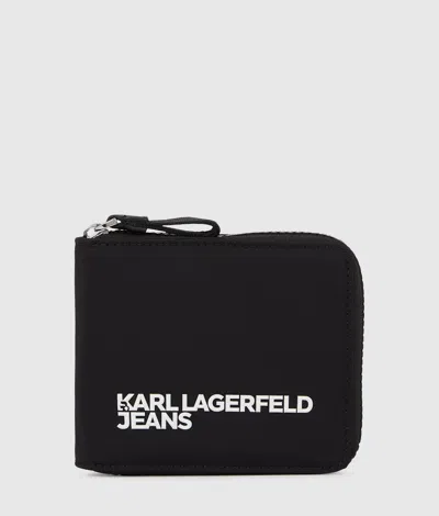 Kl Jeans Nylon Logo Wallet In Black