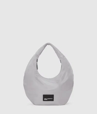 Kl Jeans Nylon Metallic Shoulder Bag In Silver