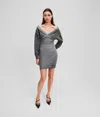 Kl Jeans Off-shoulder Sweat Dress In Gray