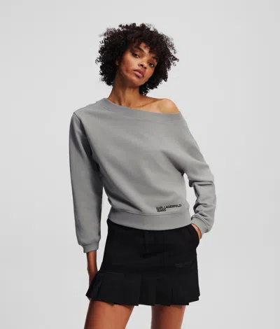Kl Jeans Off-shoulder Sweatshirt In Gray