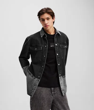 Kl Jeans Ombre Denim Overshirt In Black