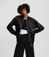 Kl Jeans Oversized Satin Bomber In Black