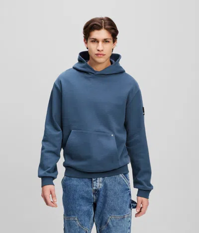 Kl Jeans Patch Logo Hoodie In Blue