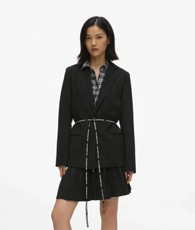 Kl Jeans Pinstripe Blazer In Black