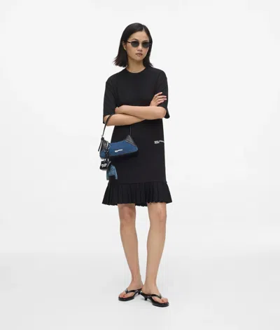 Kl Jeans Pleated Hem T-shirt Dress In Black