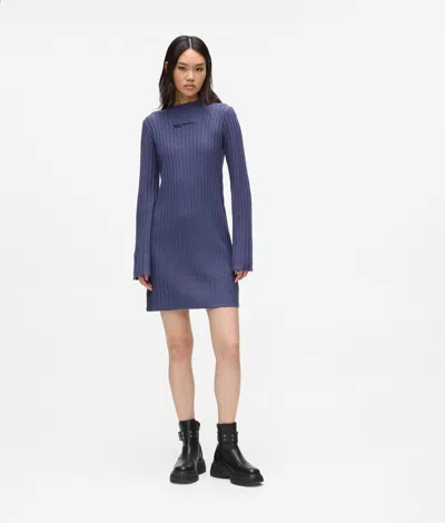 Kl Jeans Pleated Knit Dress In Blue