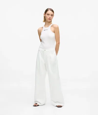 Kl Jeans Pleated Low-rise Wide-leg Jeans In White