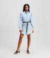 Kl Jeans Puff-sleeved Denim Shirt Dress In Blue