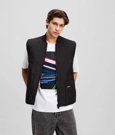 Kl Jeans Quilted Vest In Black