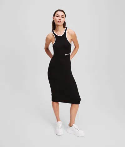 Kl Jeans Racer-neck Dress In Black