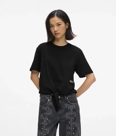Kl Jeans Regular Fit Tie Detail T-shirt In Black