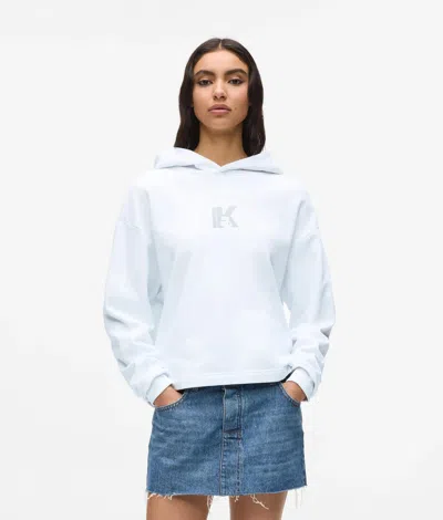 Kl Jeans Regular K Logo Hoodie In White