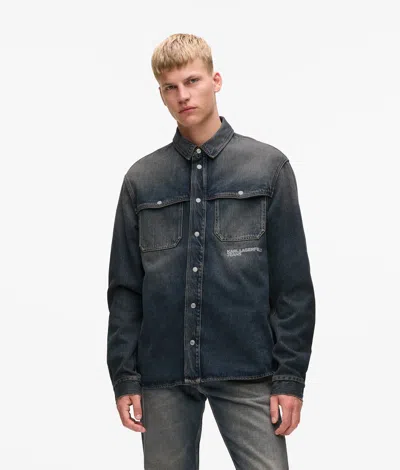 Kl Jeans Relaxed Denim Shirt In Black