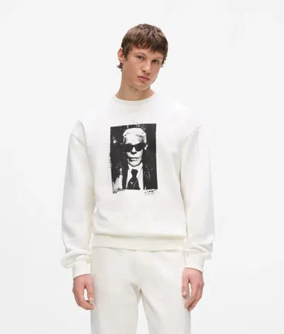Kl Jeans Relaxed Karl Print Sweatshirt In White