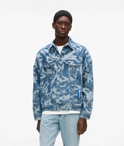 Kl Jeans Relaxed Monogram Denim Jacket