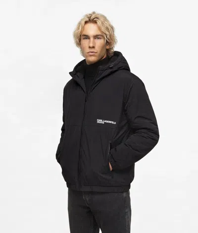 Kl Jeans Reversible Teddy Puffer Jacket In Black
