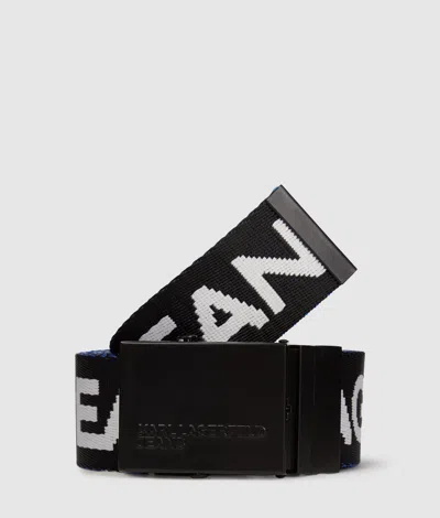 Kl Jeans Reversible Webbing Belt In Black
