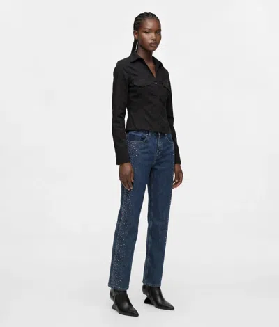 Kl Jeans Rhinestone High-rise Straight Jeans