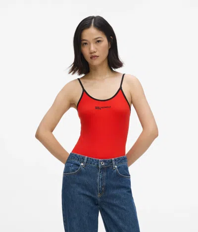 Kl Jeans Ribbed Bodysuit In Gray