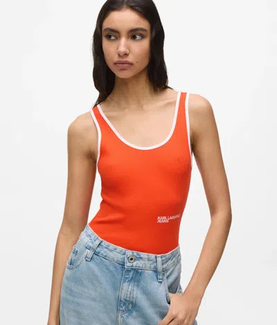 Kl Jeans Ribbed Bodysuit In Pink