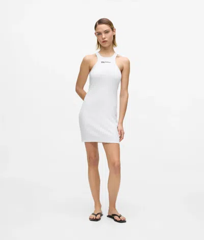 Kl Jeans Ribbed Racer Dress In White