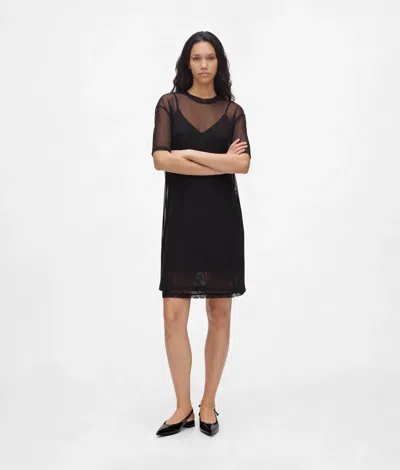 Kl Jeans Robe En Mesh Transparent Superposé In Noir