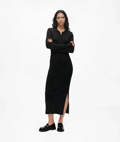 Kl Jeans Robe Polo À Manches Longues In Noir