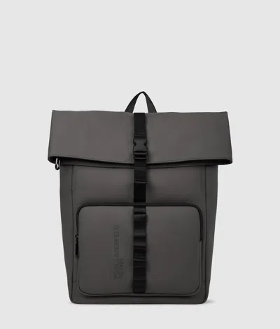 Kl Jeans Roll Top Strap Backpack In Metallic