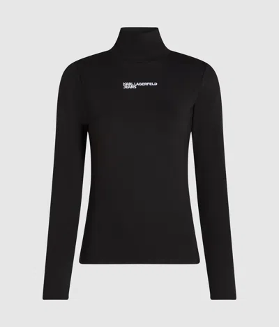 Kl Jeans Rollneck Top In Black