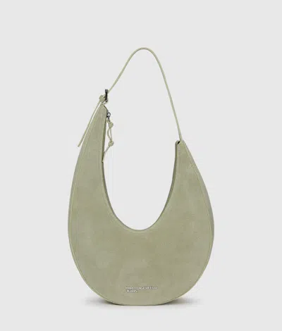 Kl Jeans Rounded Suede Hobo Bag In Brown