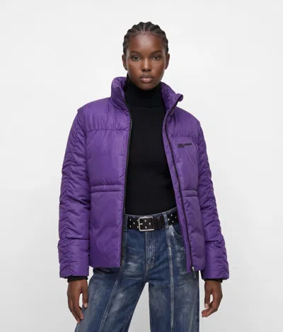 Kl Jeans Ruched-sleeve Puffer Jacket