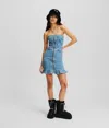 Kl Jeans Ruffle-hem Denim Bandeau Dress