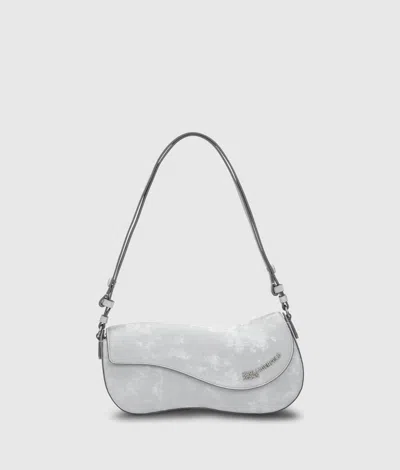 Kl Jeans Sac Porté Épaule À Texture Ondulée In Argent Pêche