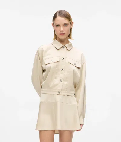 Kl Jeans Satin Cut-out Jacket In Gold